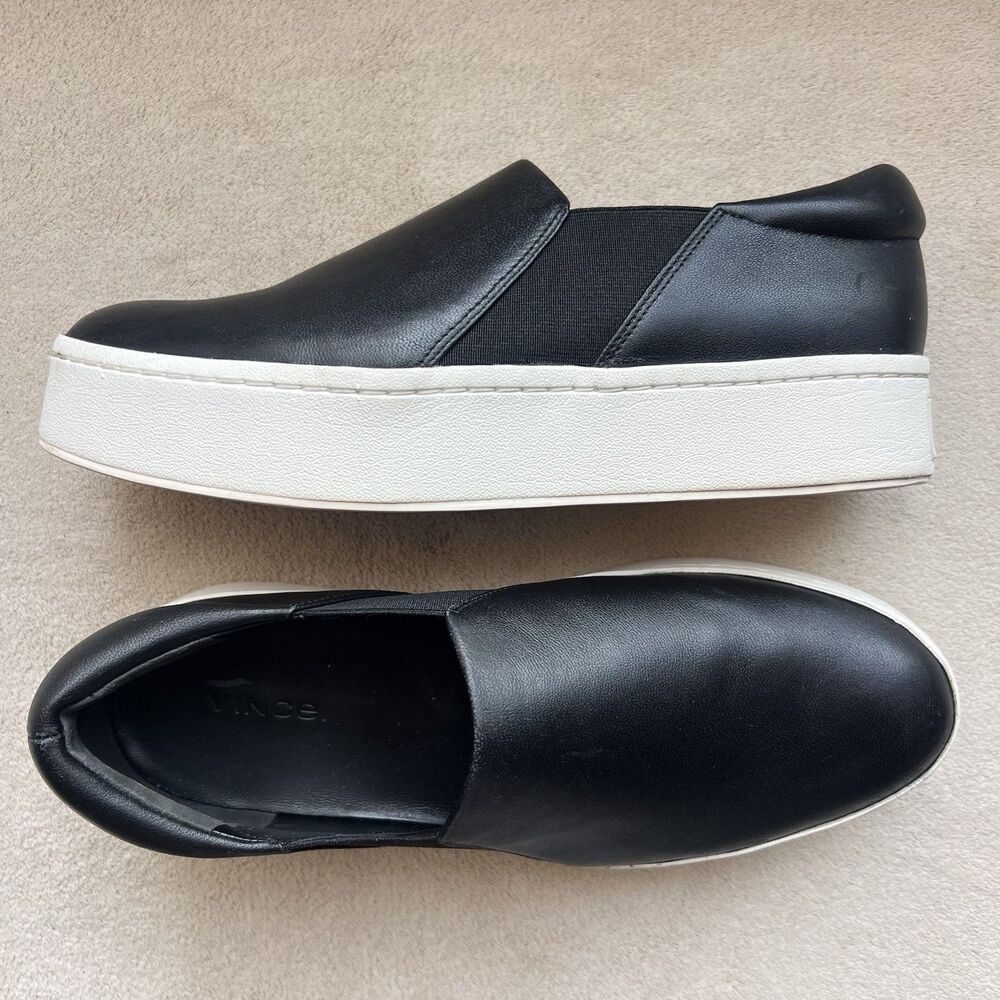Vince Warren Black Leather Women's Platform Sneakers - Picture 16 of 16